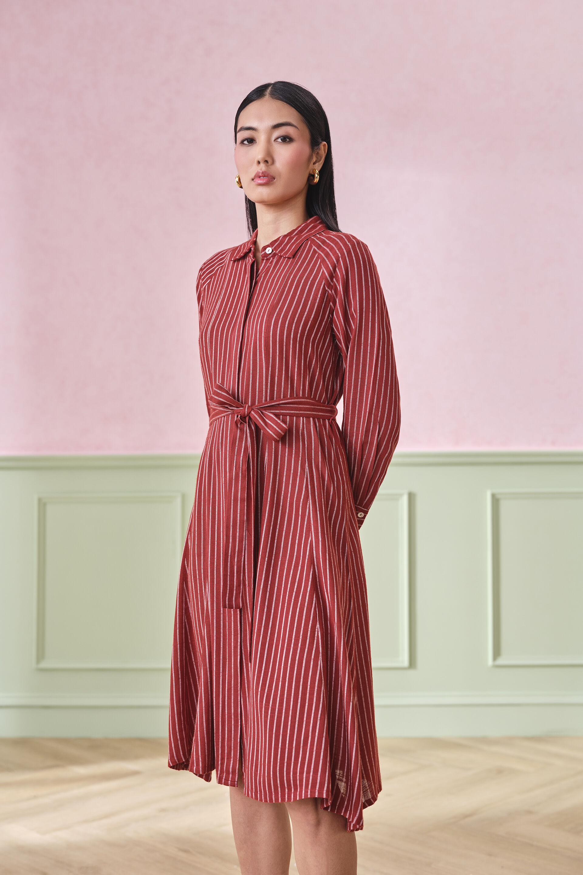 Rosalie Rust Viscose Dress, Rust, image 2